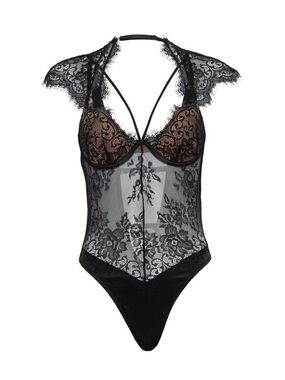 Oh La Cheri Black Lace Lingerie Bodysuit